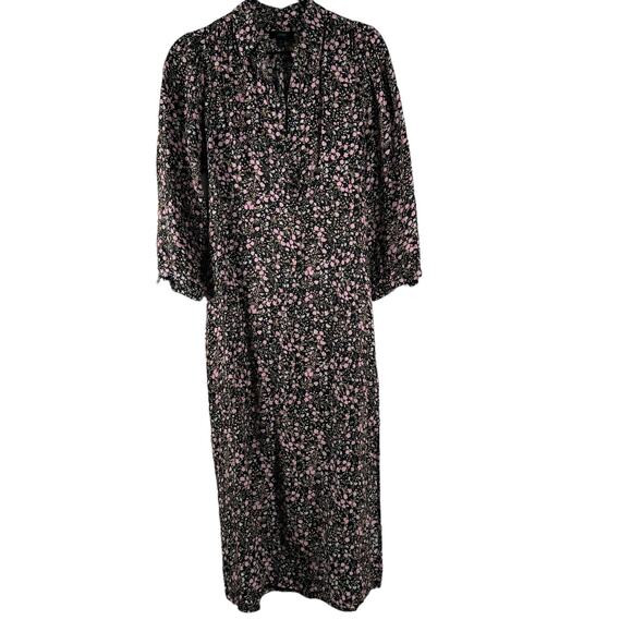 J. Crew Tie-Waist Midi Shirt Dress Fall Garden Floral Long Sleeve Casual Size 4 - Picture 3 of 14